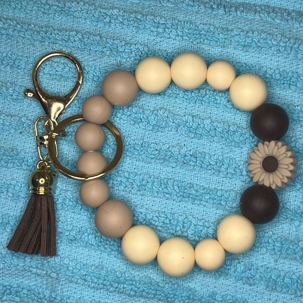 Beaded Keychain Bracelet with Gold Accent